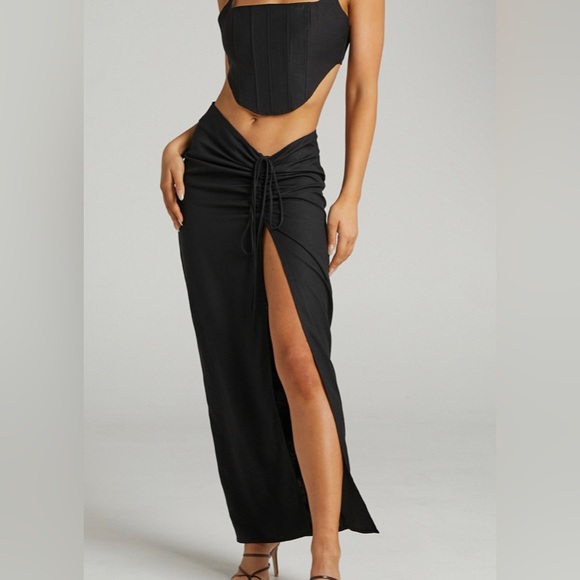 NWT Lioness Linen Ruched Front Midi Skirt M 6 - Picture 2 of 7